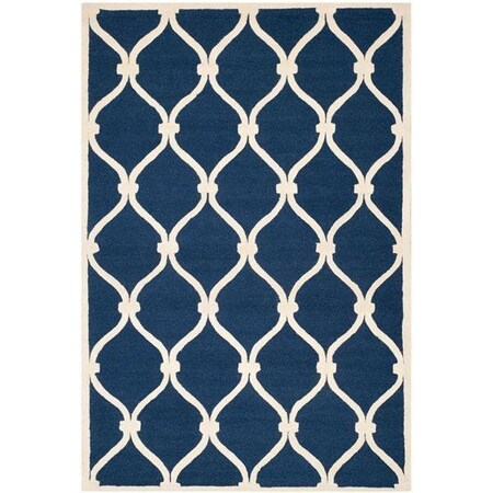 Safavieh Cambridge Hand Tufted Rectangle Rug- Navy - Ivory- 2 ft. 6 in. x 6 ft. CAM710M-26